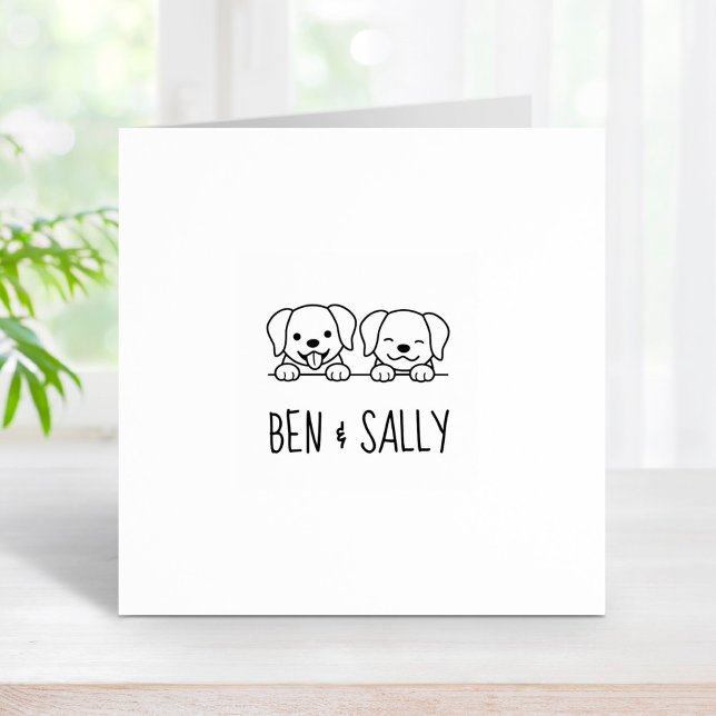 Pair of Labrador Dogs Custom Names Rubber Stamp (Creator Uploaded)