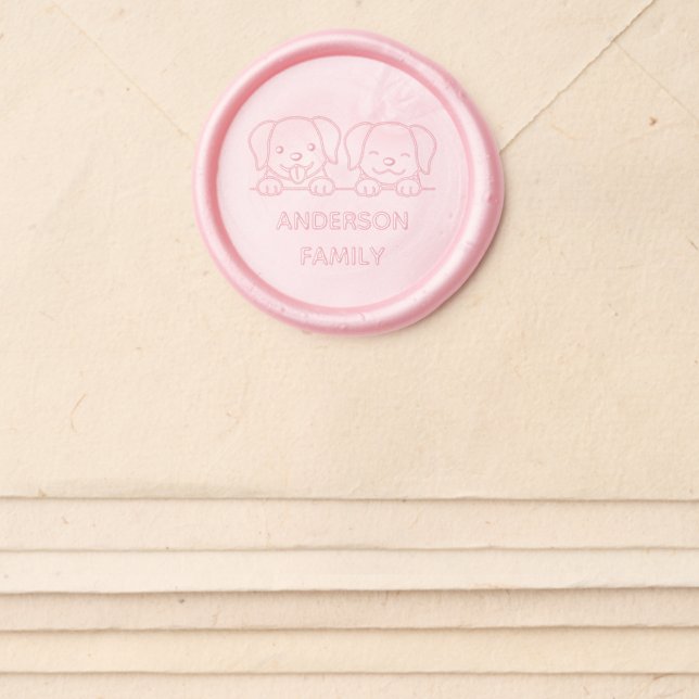 Pair of Labrador Dogs Family Name Wax Seal Sticker (Front)