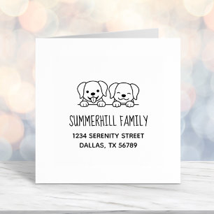 Pair of Labrador Dogs Peeking Family Address Self-inking Stamp