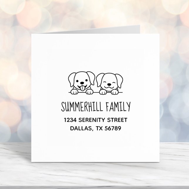 Pair of Labrador Dogs Peeking Family Address Self-inking Stamp (Creator Uploaded)