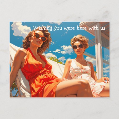 Pair of ladies on a Miami sun deck Postcard