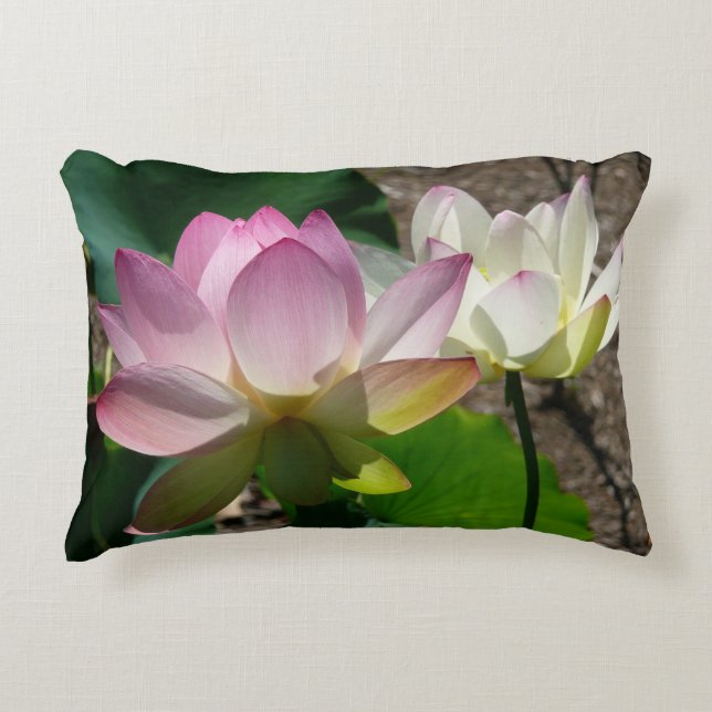 Pair of Lotus Flowers I Decorative Pillow (Front)