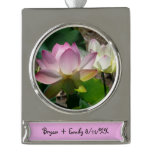 Pair of Lotus Flowers I Silver Plated Banner Ornament