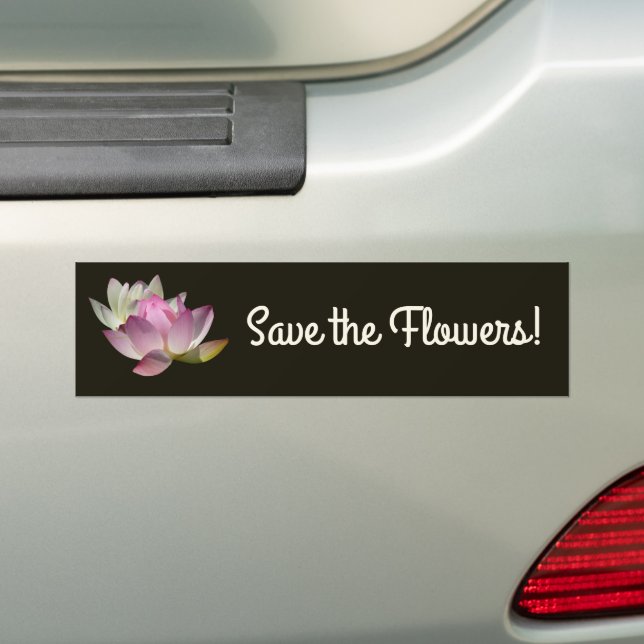 Pair of Lotus Flowers II Bumper Sticker (On Car)