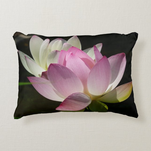 Pair of Lotus Flowers II Decorative Pillow (Front)