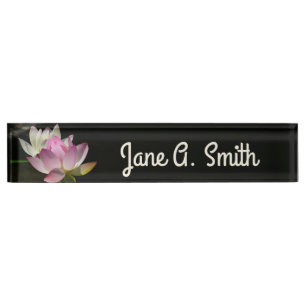 Pair of Lotus Flowers II Desk Name Plate