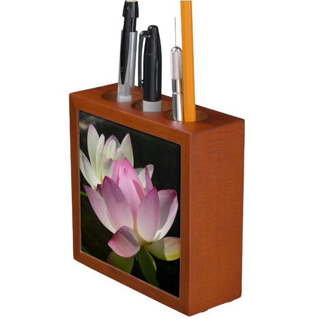 Pair of Lotus Flowers II Desk Organizer (In Situ)