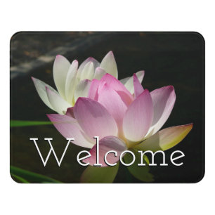 Pair of Lotus Flowers II Door Sign