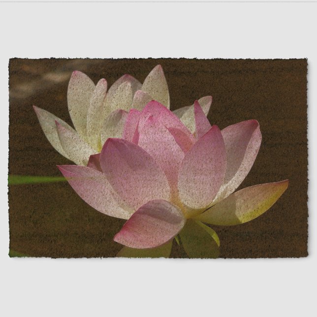Pair of Lotus Flowers II Fiber Doormat (Front)
