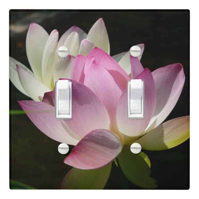 Pair of Lotus Flowers II Light Switch Cover (In Situ)