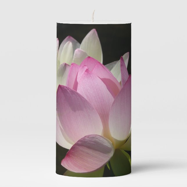 Pair of Lotus Flowers II Pillar Candle (Front)