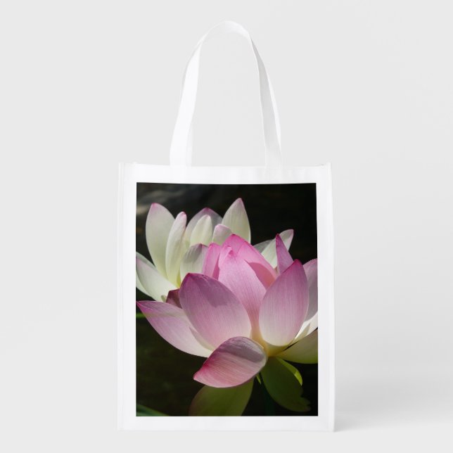 Pair of Lotus Flowers II Reusable Grocery Bag (Front)