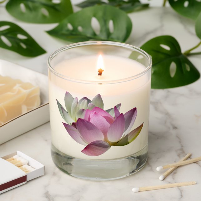 Pair of Lotus Flowers II Scented Candle (Lit)