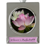 Pair of Lotus Flowers II Silver Plated Banner Ornament