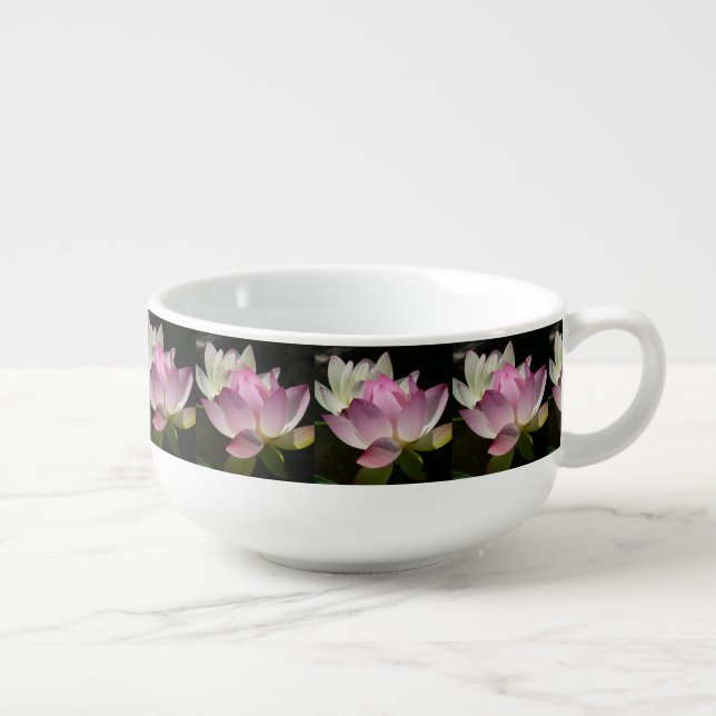 Pair of Lotus Flowers II Soup Mug (Left)