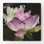Pair of Lotus Flowers II Square Wall Clock