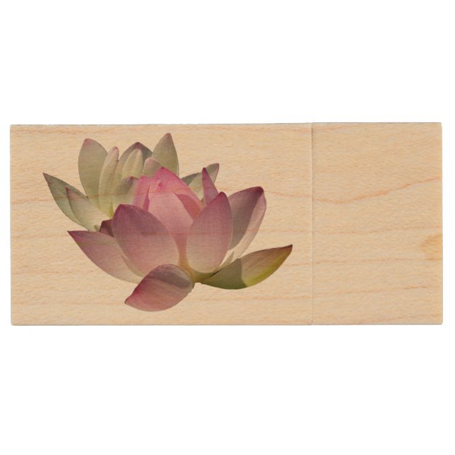 Pair of Lotus Flowers II Wood Flash Drive (Front)