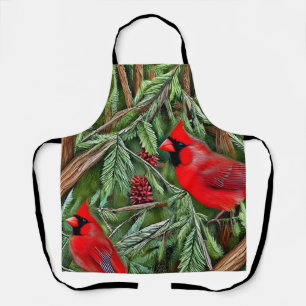 Pair of Majestic Wild Red Cardinals Apron