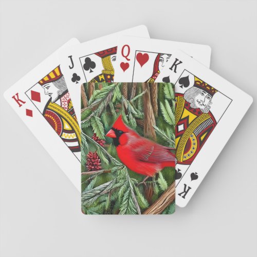 Pair of Majestic Wild Red Cardinals Poker Cards
