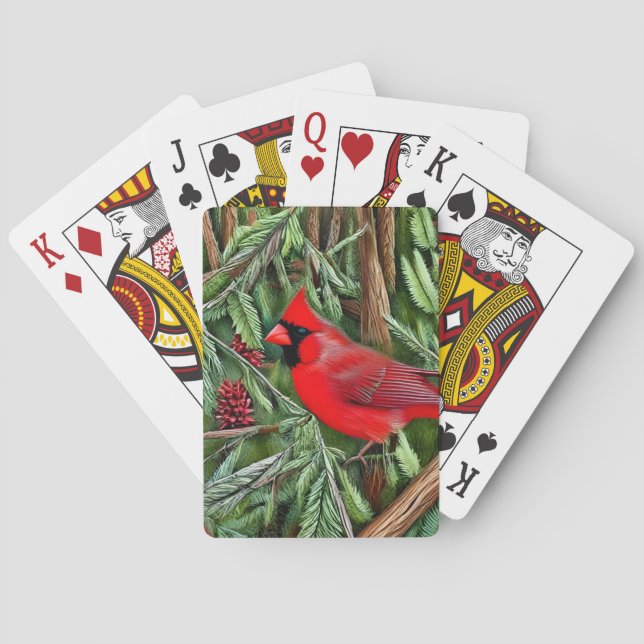 Pair of Majestic Wild Red Cardinals Poker Cards (Back)