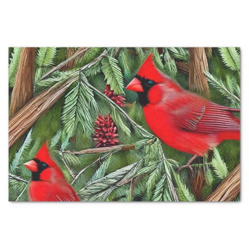 Pair of Majestic Wild Red Cardinals Tissue Paper