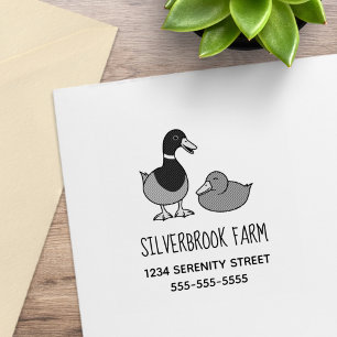 Pair of Mallard Ducks Farm Address Rubber Stamp