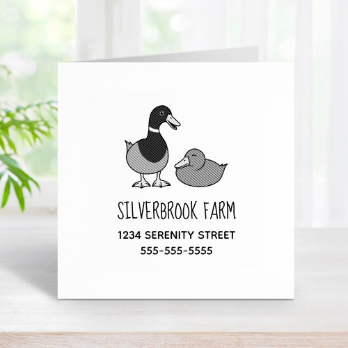 Pair of Mallard Ducks Farm Address Rubber Stamp