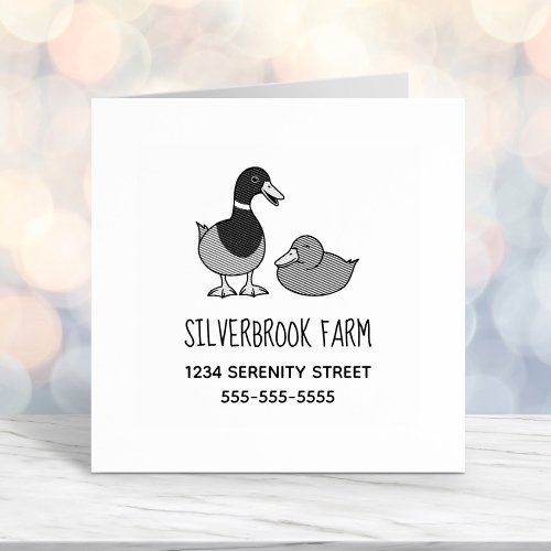 Pair of Mallard Ducks Farm Address Self_inking Stamp