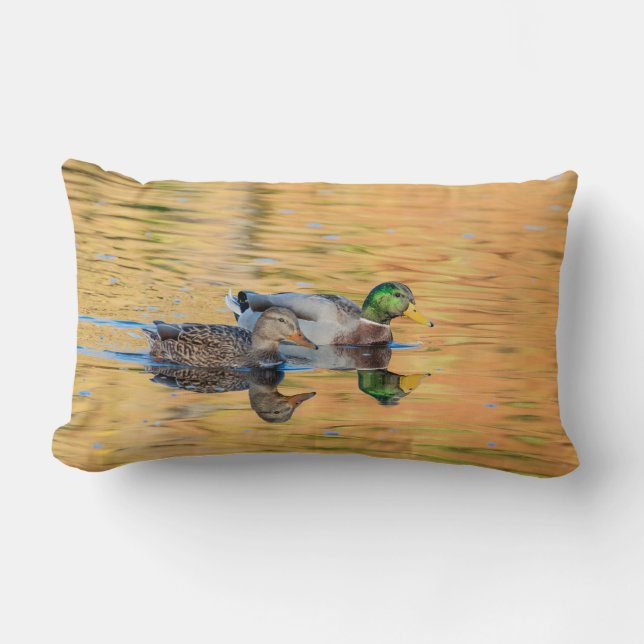 Pair of Mallards Lumbar Pillow (Front)