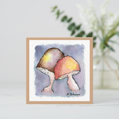Pair of Mushrooms Watercolor Greeting Card