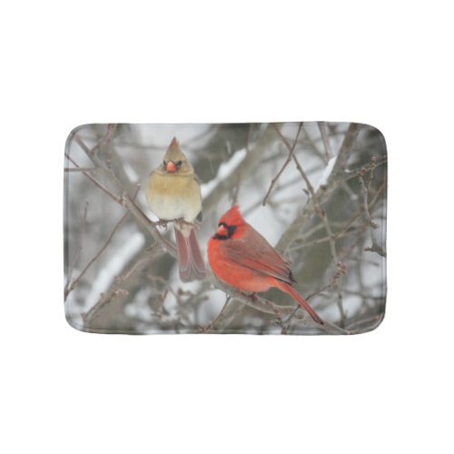 Pair Of Northern Cardinals Bath Mat