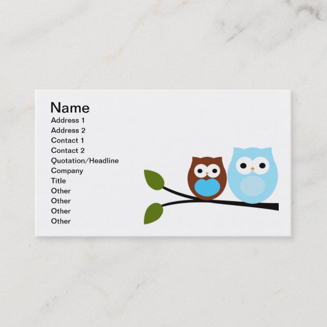 Pair of Owls Business Cards (Front)