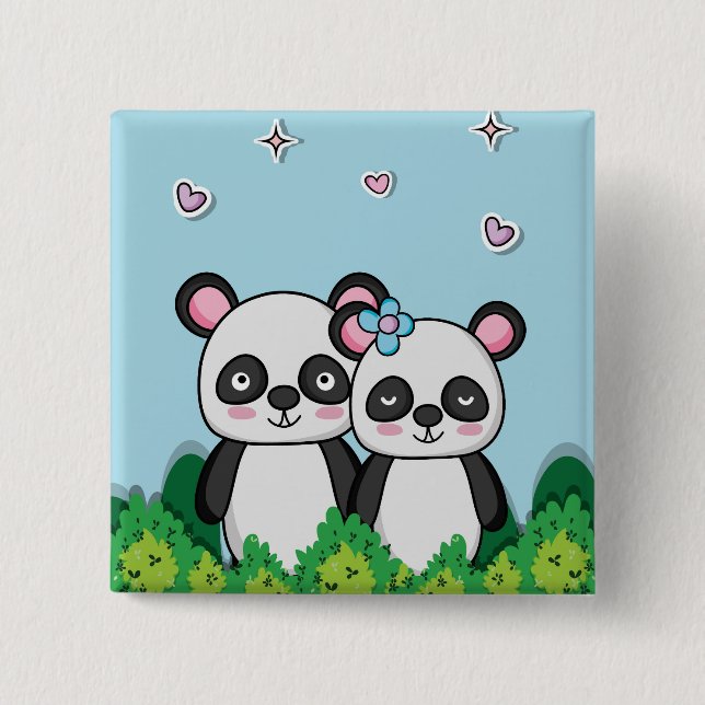 Pair of Pandas Button (Front)