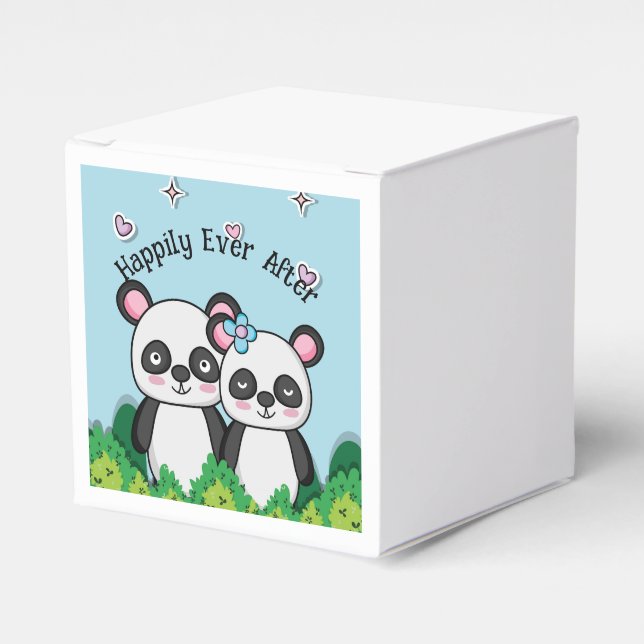 Pair of Pandas Favor Boxes (Front Side)