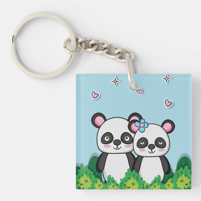Pair of Pandas Keychain (Front)