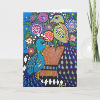 Pair Of Peacocks Customizable Greeting Card by J_Ellison_Art at Zazzle