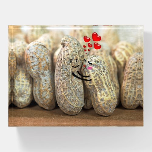 Pair of Peanuts with Hearts Paperweight