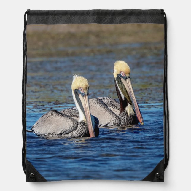 Pair of Pelicans Drawstring Bag (Front)