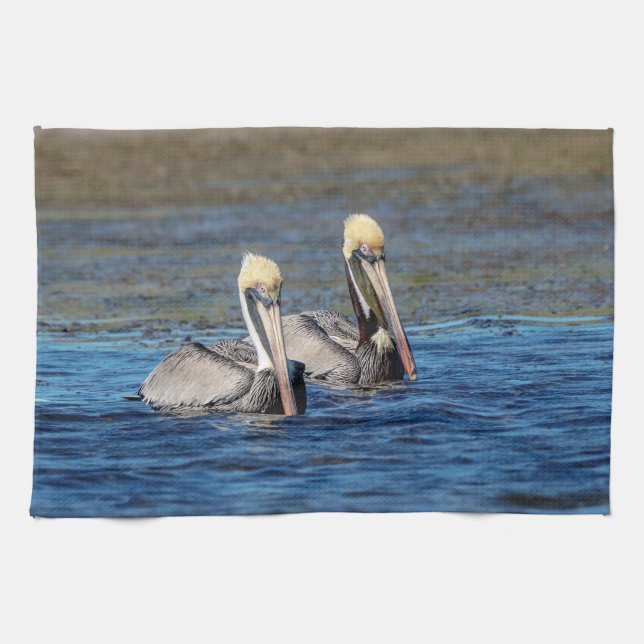 Pair of Pelicans Kitchen Towel (Horizontal)