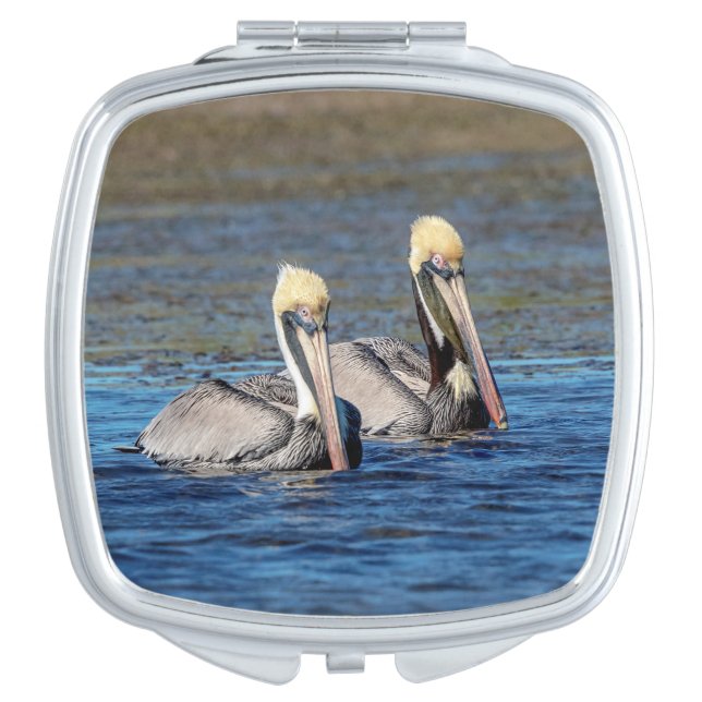 Pair of Pelicans Makeup Mirror (Front)