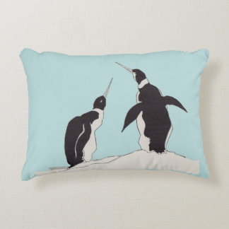 pair of penguins decorative pillow