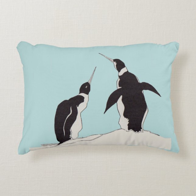 pair of penguins decorative pillow (Front)
