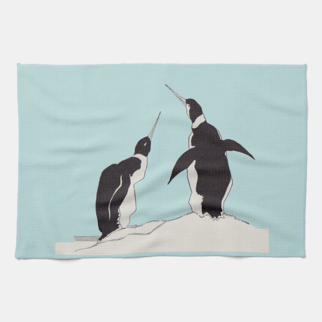 pair of penguins kitchen towel (Horizontal)