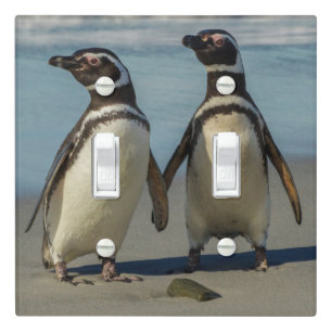 Pair of penguins on the beach light switch cover