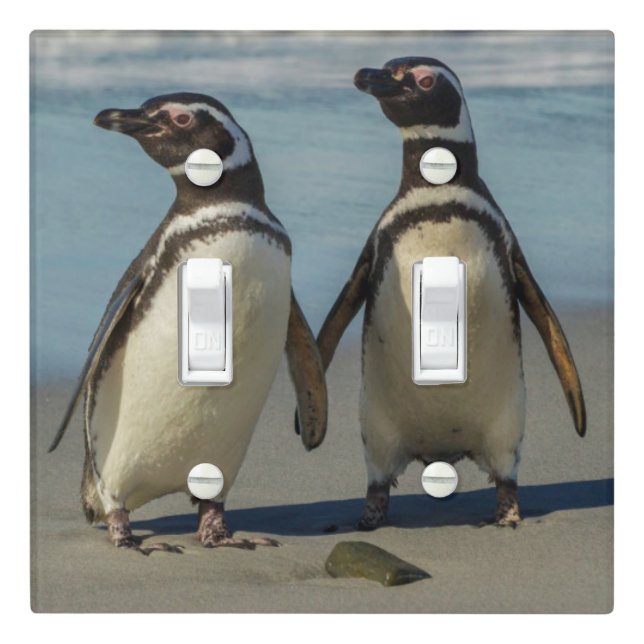 Pair of penguins on the beach light switch cover (In Situ)