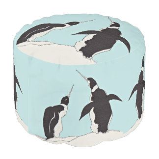 pair of penguins print pouf