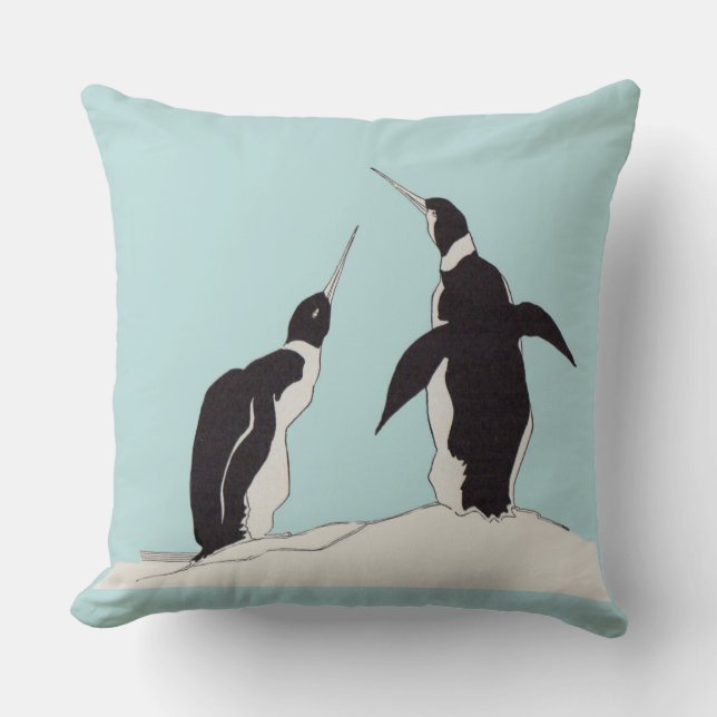 pair of penguins throw pillow (Front)