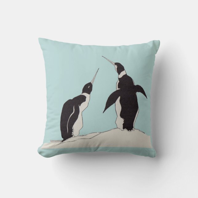 pair of penguins throw pillow (Front)