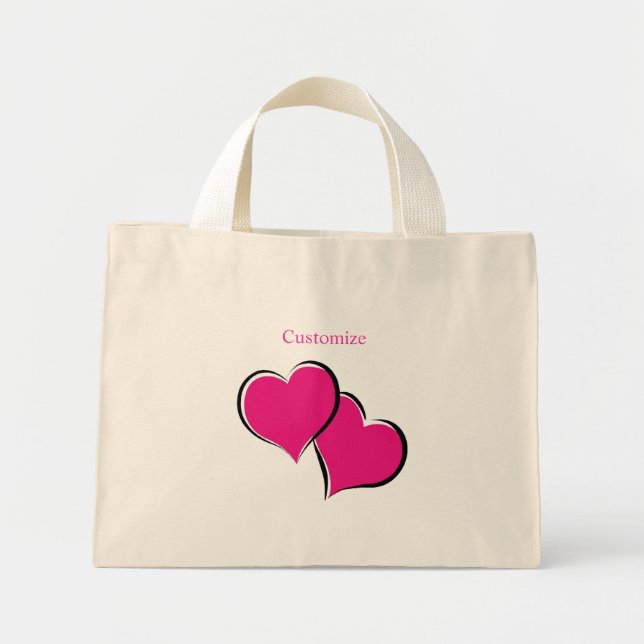 pair of pink hearts  mini tote bag (Front)