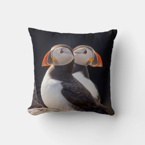 Pair of Puffins Throw Pillow